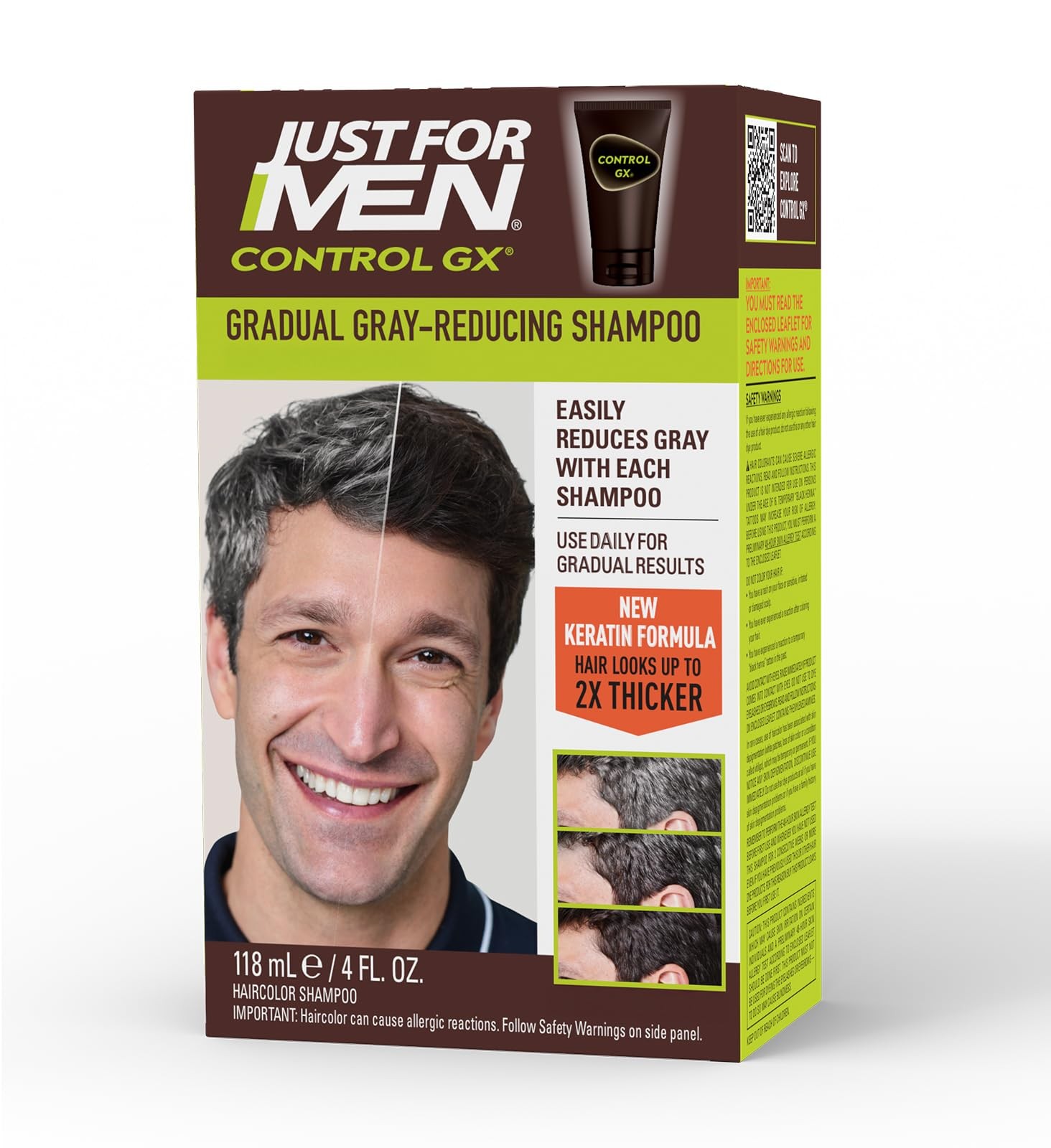 Just for Men Control GX Grey Reducing Shampoo, 4 Fl Oz (Pack of 1),