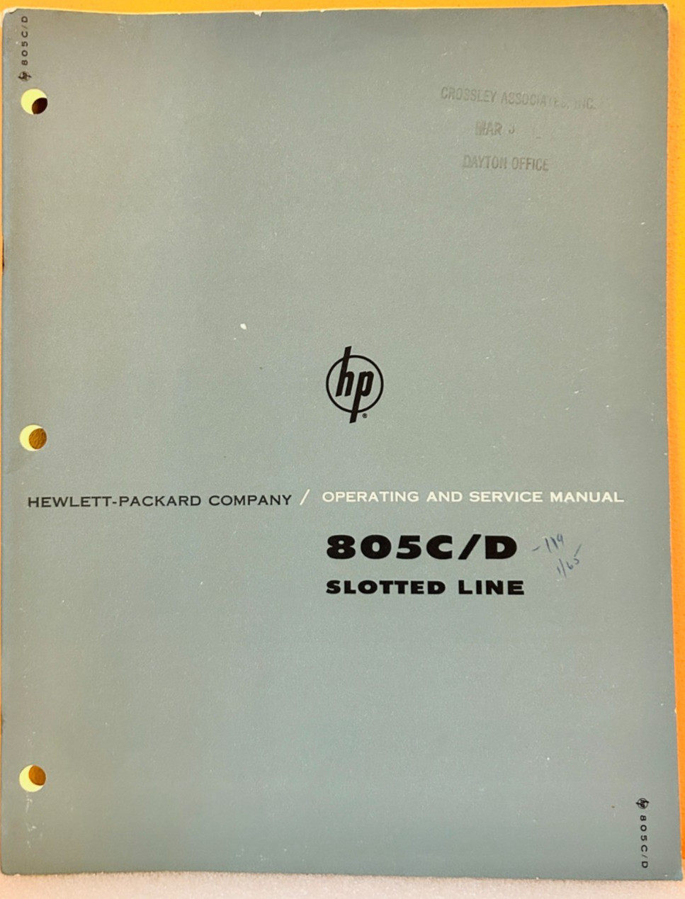 HP 00805-901 Model 805C/D Slotted Line Operating & Service Manual.