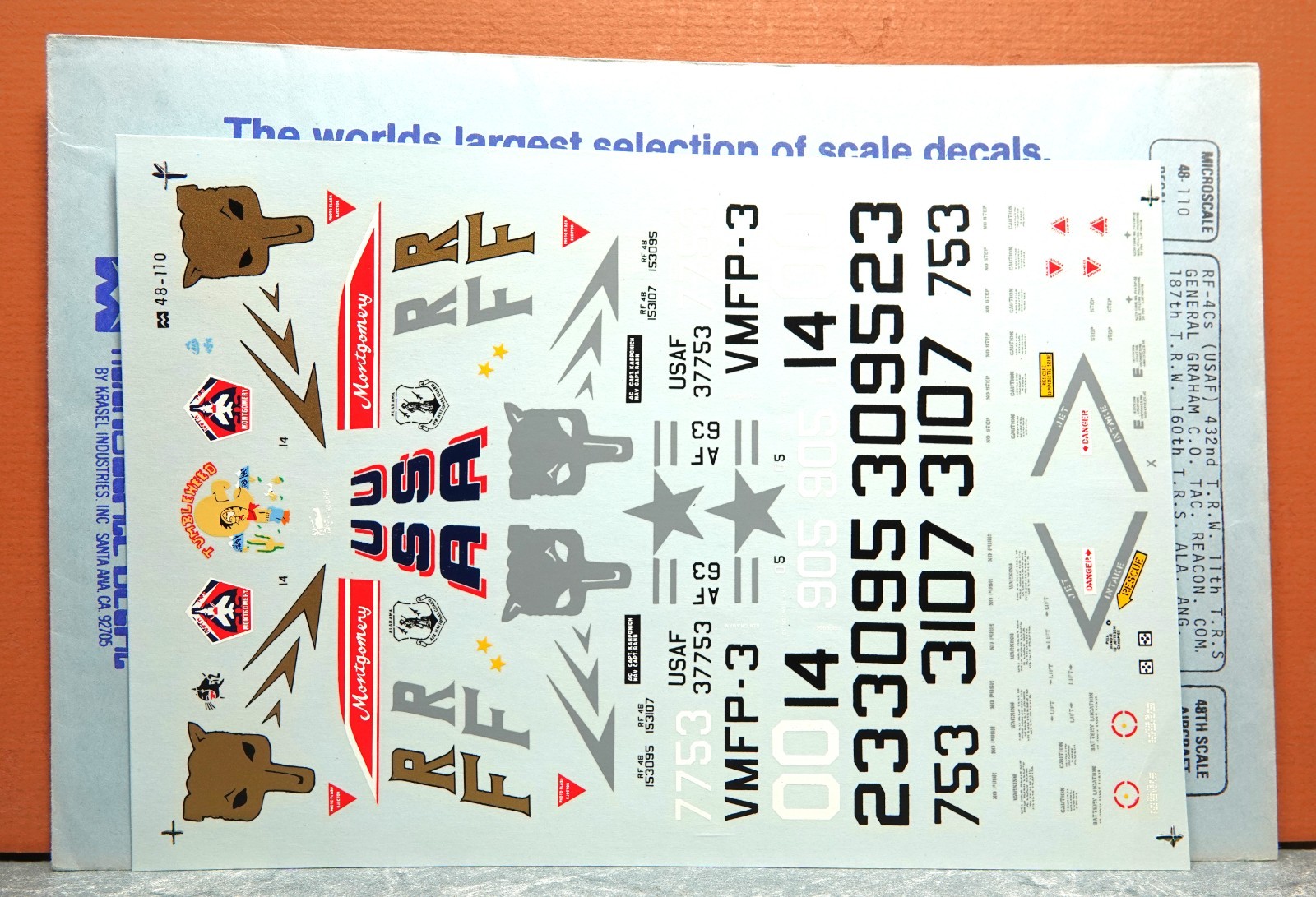 1/48 MICROSCALE RF-4B/C PHANTOM's USAF/USMC DECAL SHEET # 48-110