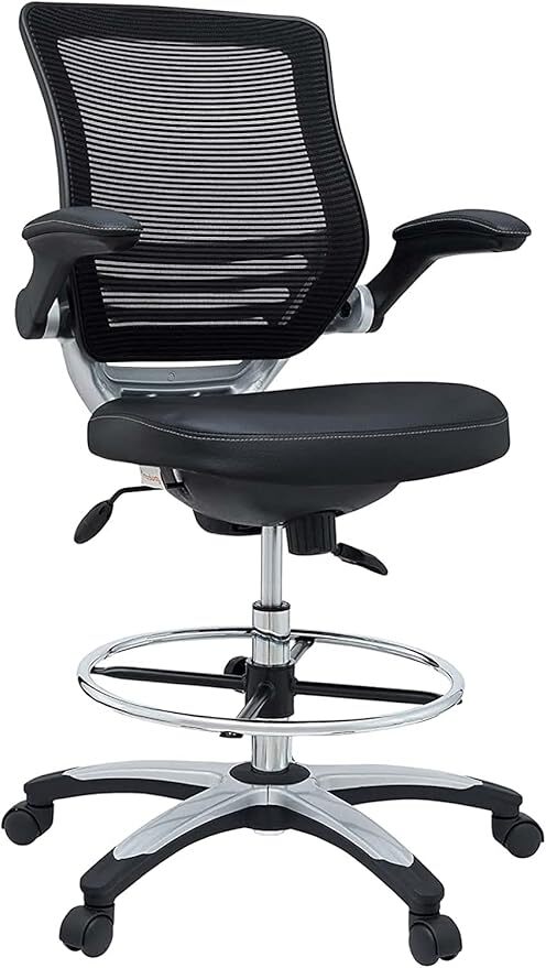 Modway Edge Drafting Chair - Reception Desk Chair in Black