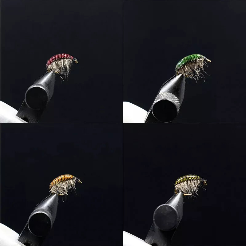 160pcs Fly Tying Scud Gammarus Backs Set 4 Sizes Assorted Realistic Shrimp Backs
