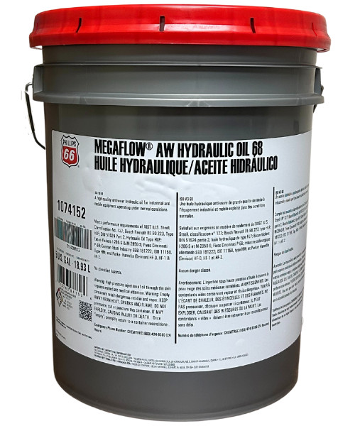 P66 Megaflow AW 68 Hydraulic Oil 5 Gal Pail R&O ISO VG 68 Denison HF-0