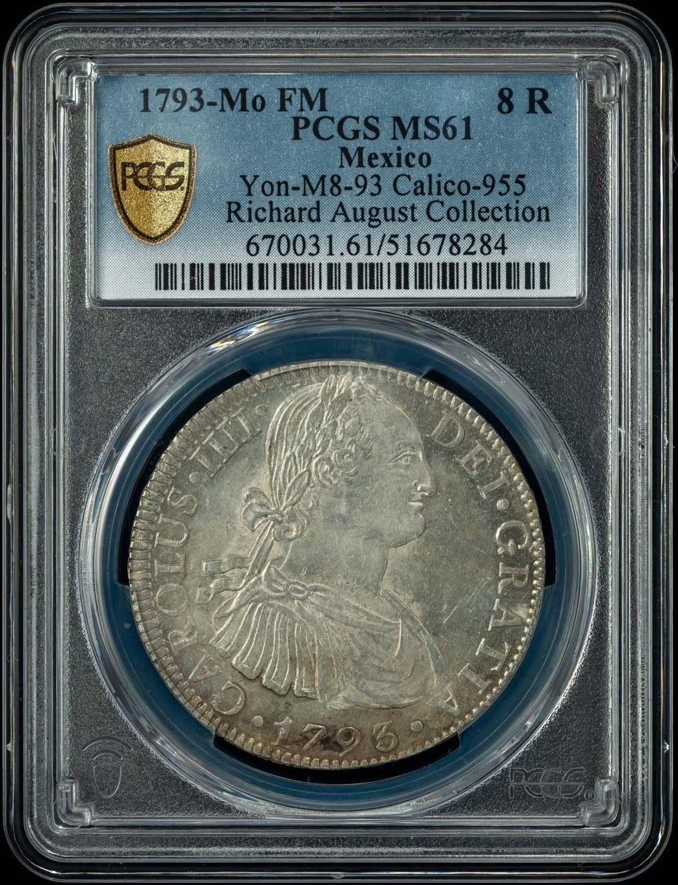1793 Mo FM Mexico 8 Reales PCGS MS-61