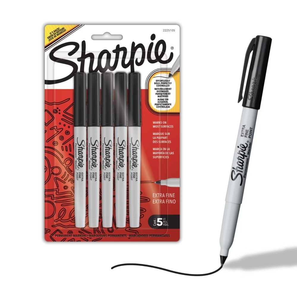 Permanent Markers Waterproof Fade Resistant Extra Fine Point 0.4mm Black 5 Pack