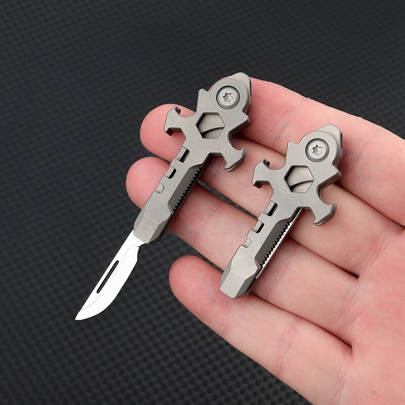 Mini EDC Titanium Folding Knife Pocket Outdoor Multi Tools Pendant Keychain A+++