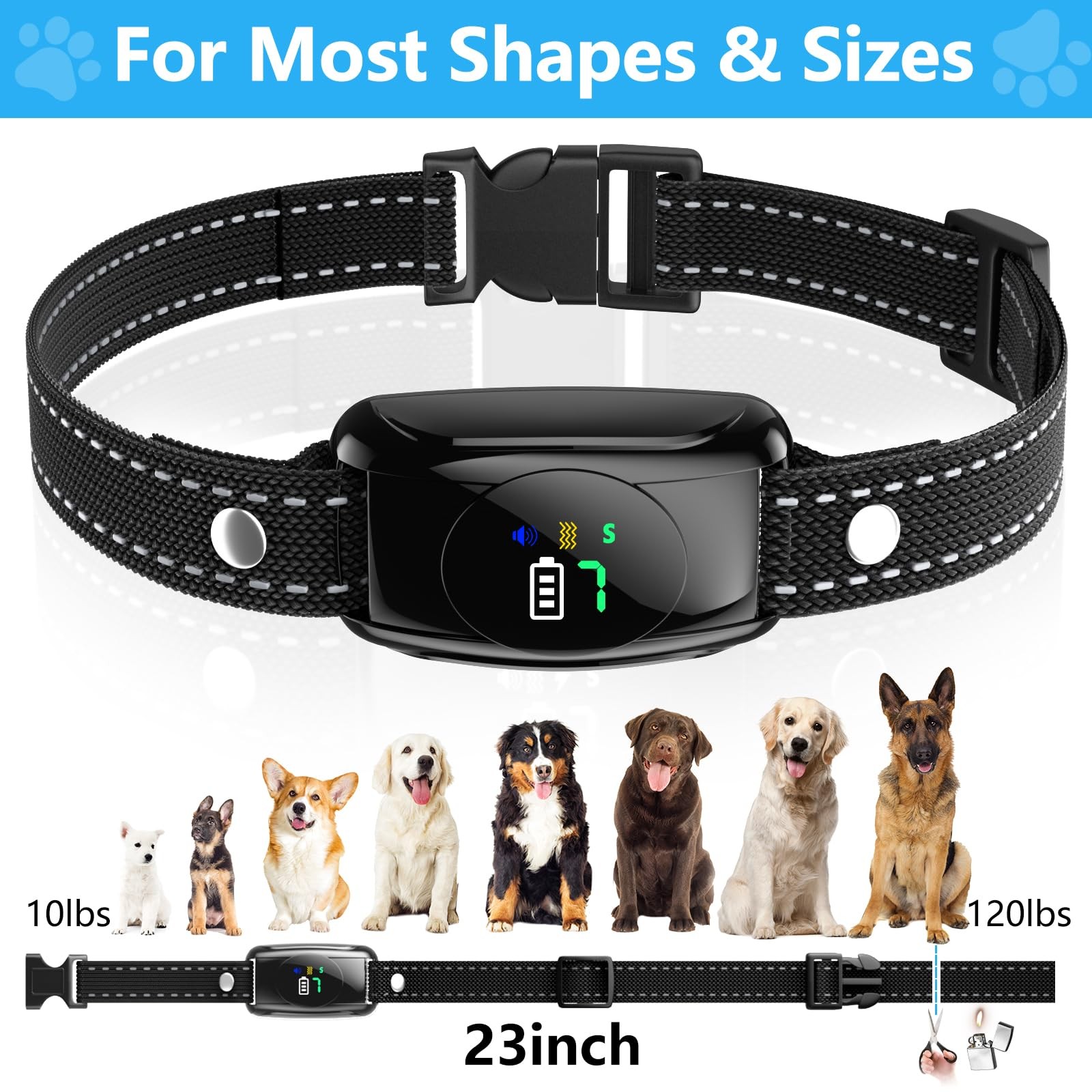 Bark Collar, 2 Pack No Shock Bark Collar for Large & Medium Dogs - Safe & Hum...