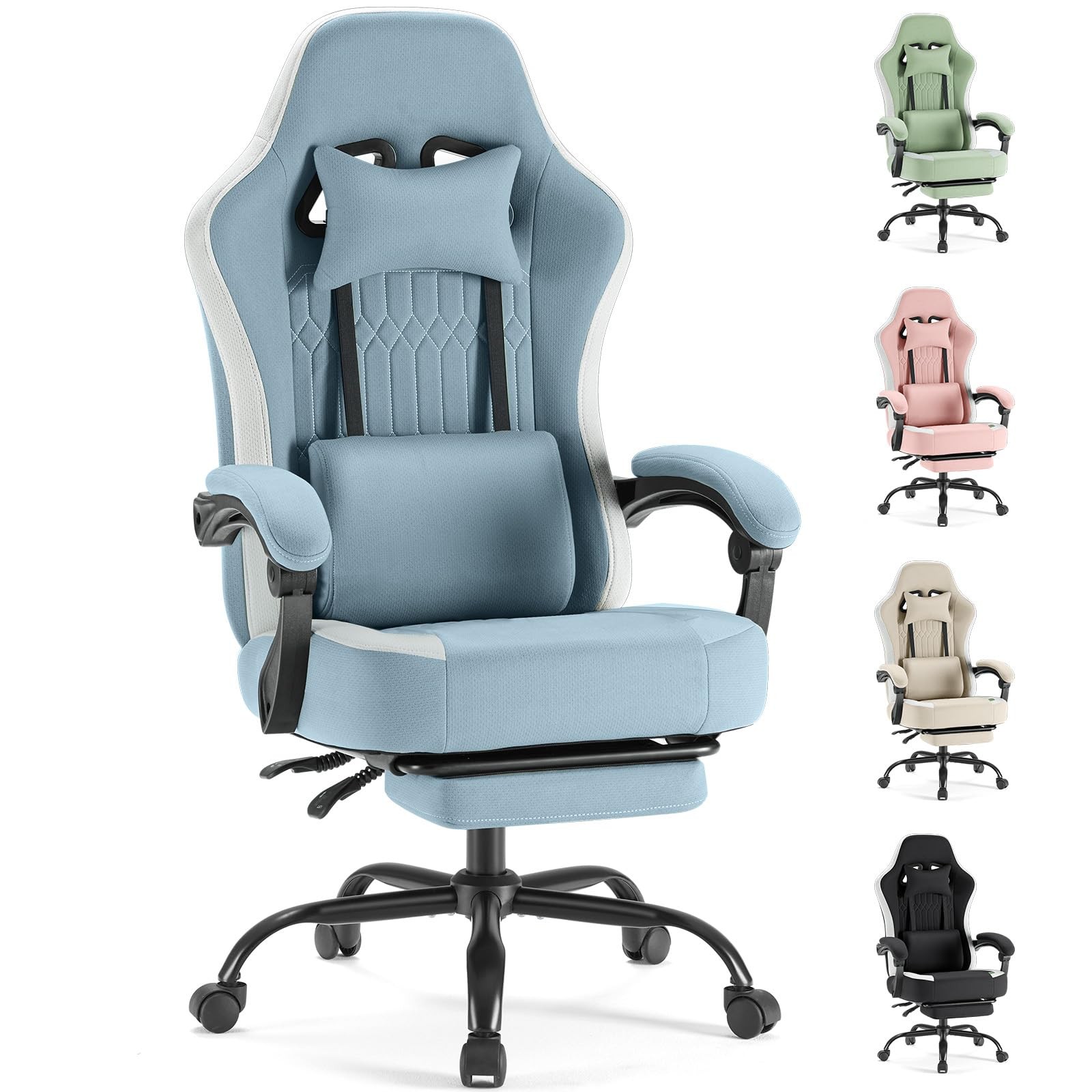 Sweetcrispy Video Game Chair - High Back Ergonomic Computer Desk Large, Blue