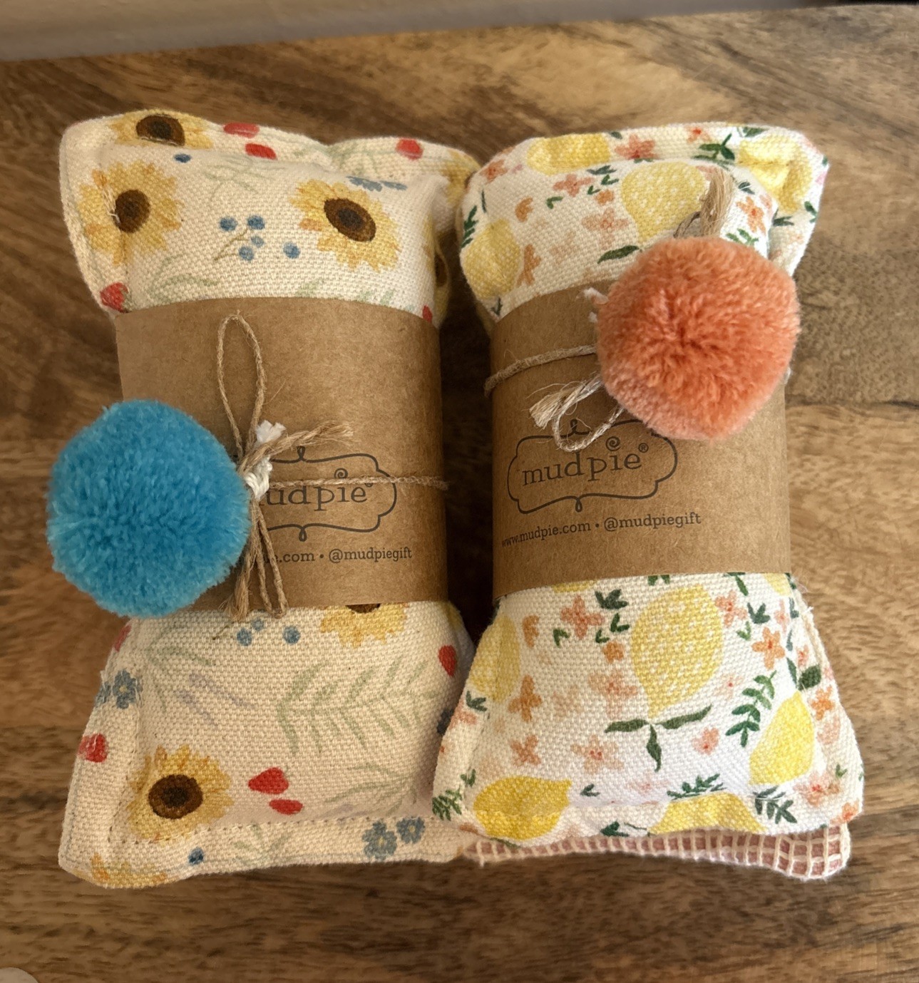 Mud Pie 2 Sets Of 2 Sponges 5" x 3" 41500198 Lemons And Sunflowers