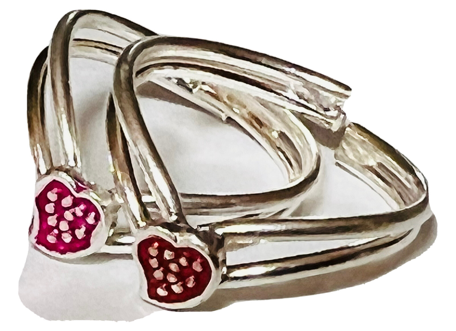 Pink Heart enamel 925 Sterling Silver Toe Ring Pair India Bichiya ADJUSTABLE
