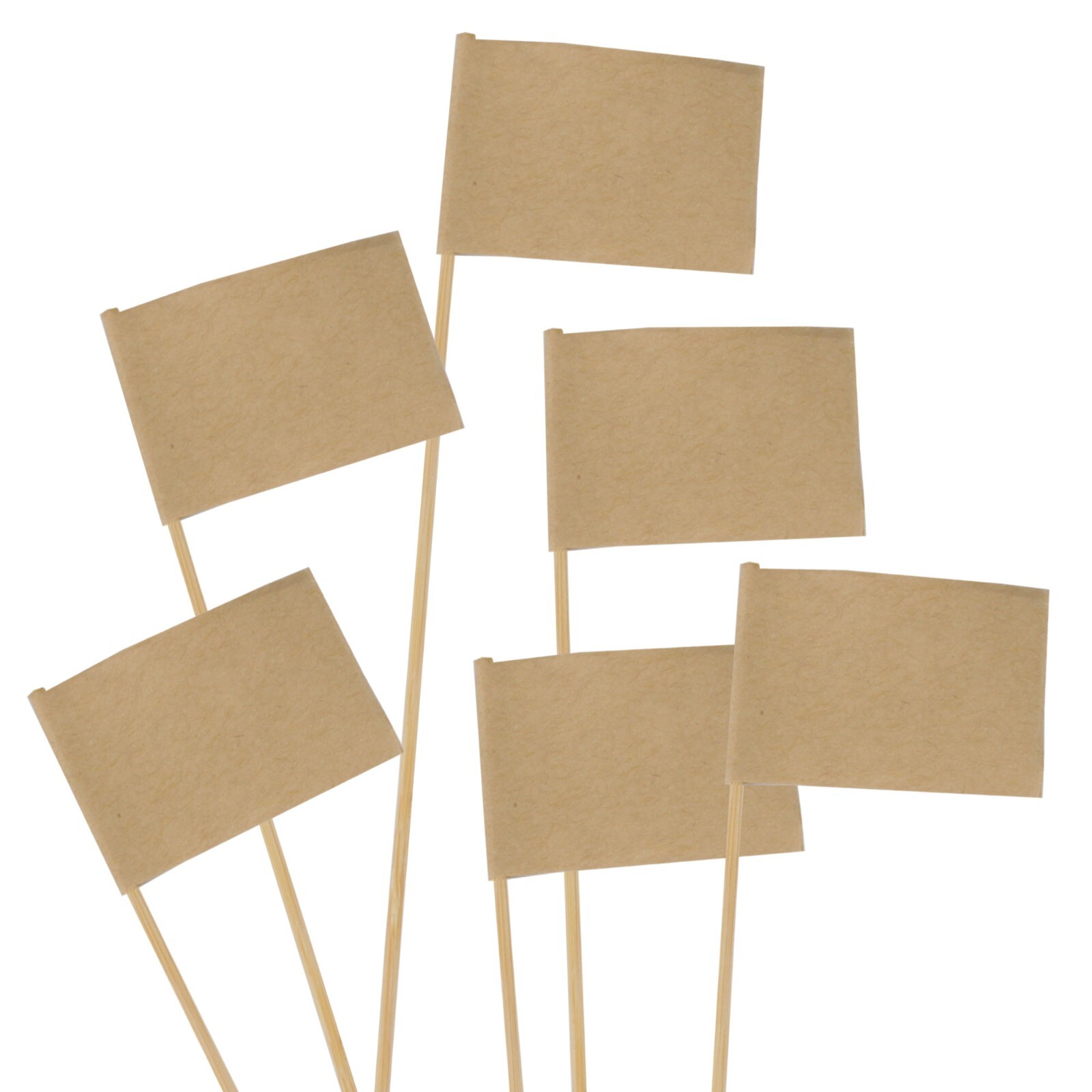 BambooMN Brown Blank Flag Cocktail Appetizer Bamboo Toothpick Stirrer Stick Pick