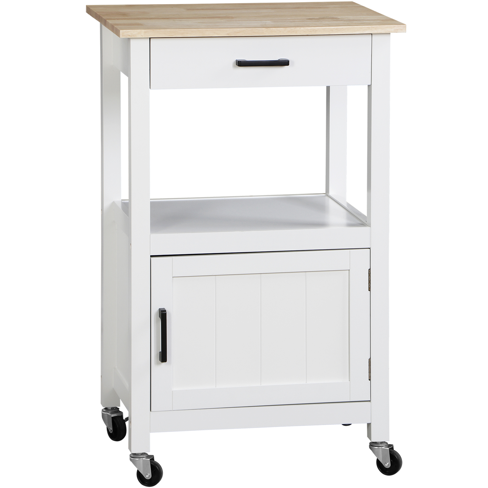 Kitchen Cart with Drawer on Swivel Wheels with 3 Side Hooks for Dining Room