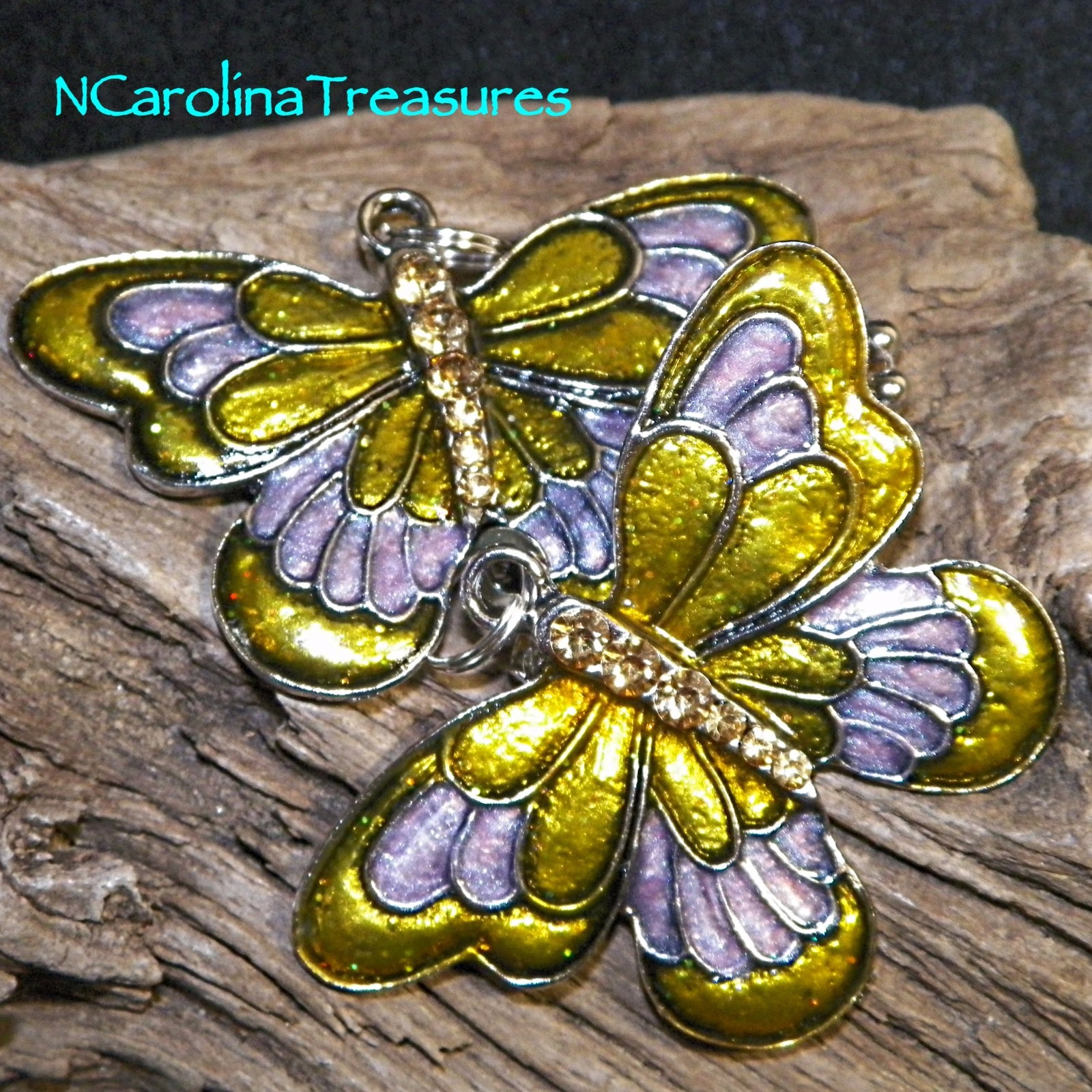 BUTTERFLIES BUTTERFLY SILVER GOLD PURPLE CEILING FAN LIGHT SWITCH PULL LARGE PR