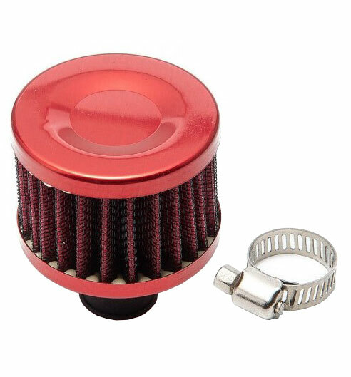 Protective Chrome Breather Filter Universal Fitment 10mm - 15mm - All Red