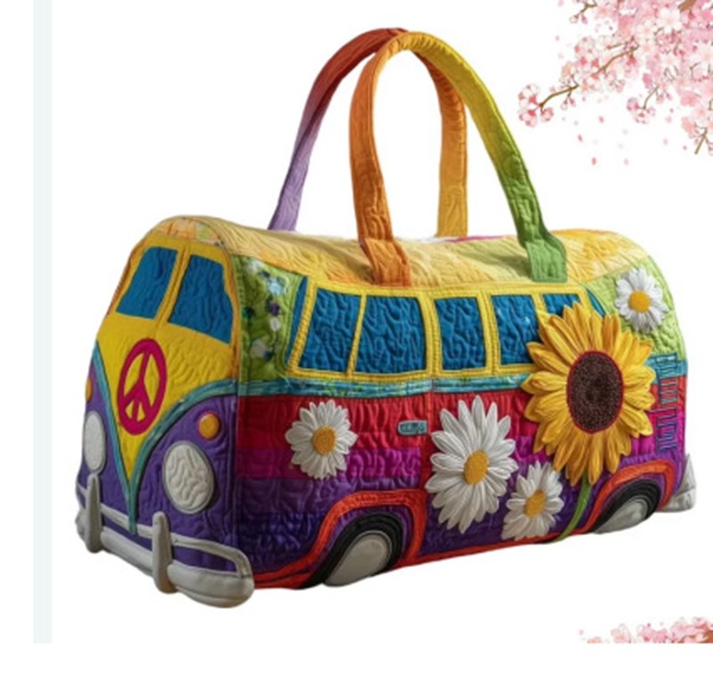 Quilted Embroidery Travel Duffel Bag Handbag Multi-use Sport Gym Luggage Bag 12