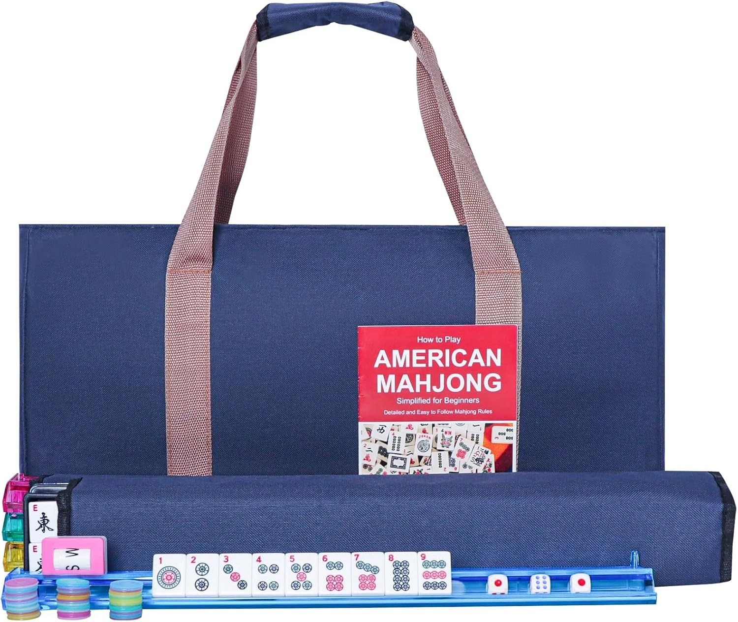 All-in-One American Mahjong Set with  Melamine Tiles & 4 Colorful Racks