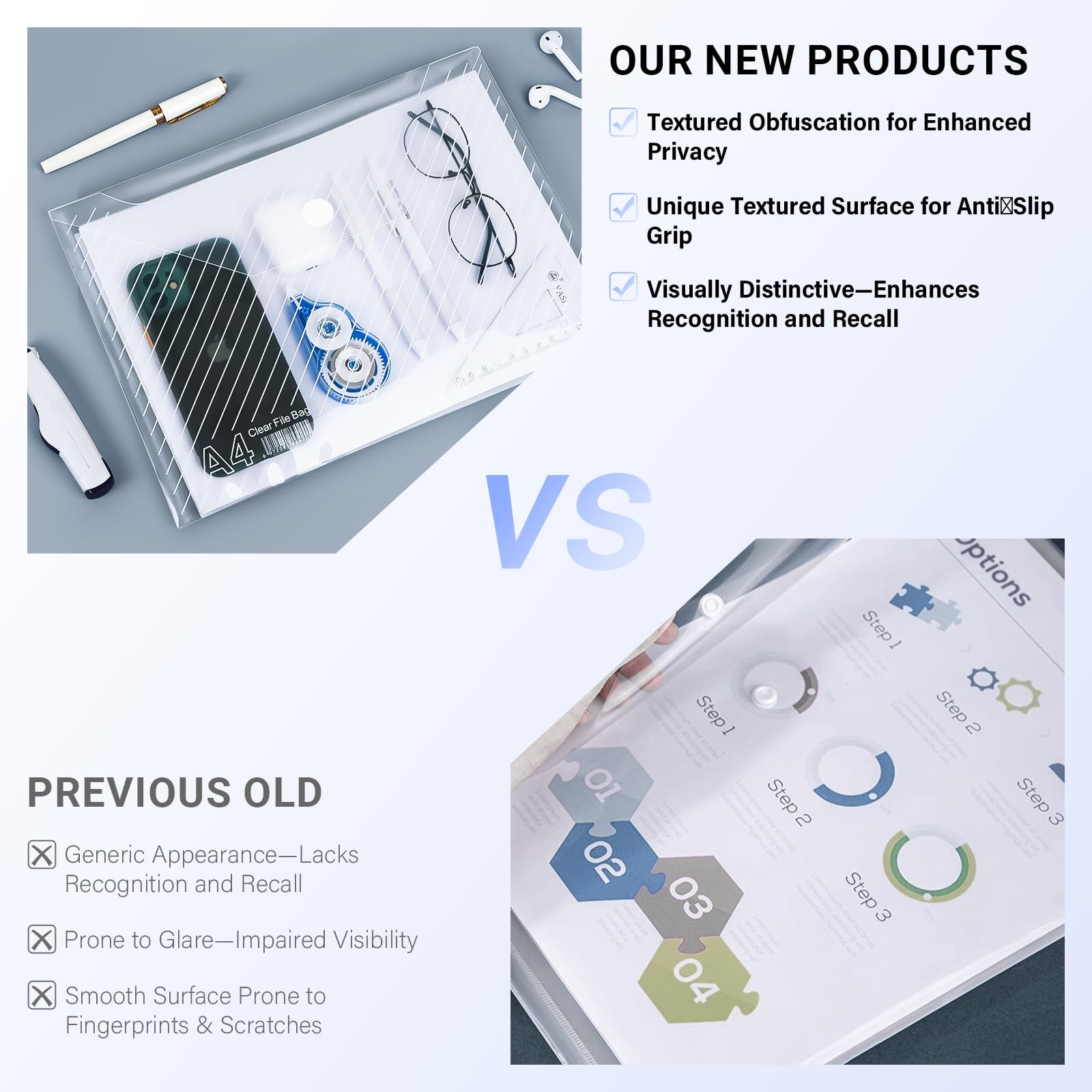 10 Pack, Plastic Envelopes – Transparent Waterproof Reusable File Folders for A4