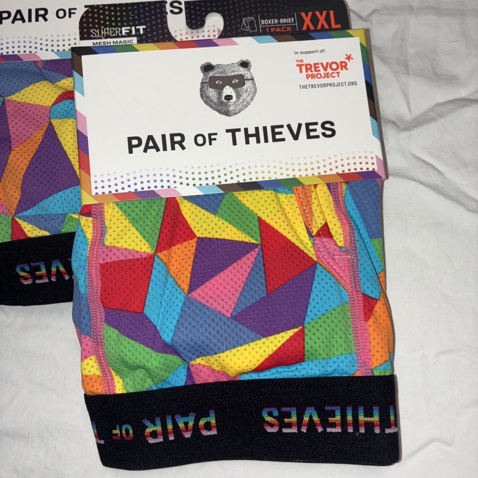3 Pac Pair Of Thieves Men's Super Fit Mesh Magic Boxer Brief Trevor Project XXL