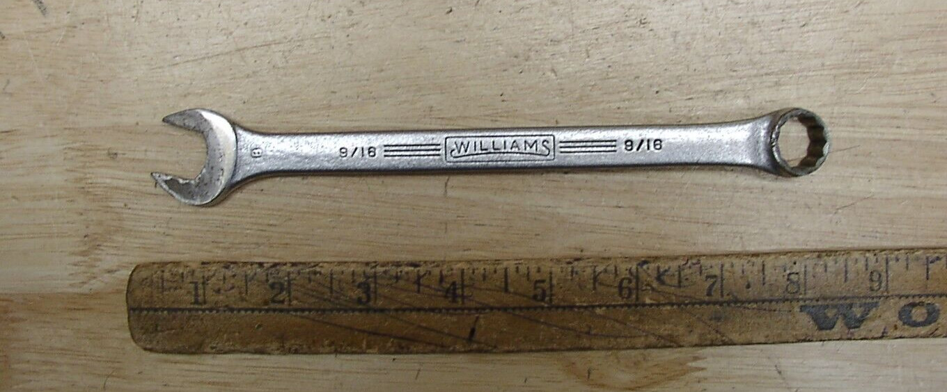 Vntg Williams 1163 Combo Open End & 12 Pt Box End Superrench,9/16" X 7-13/16",VG