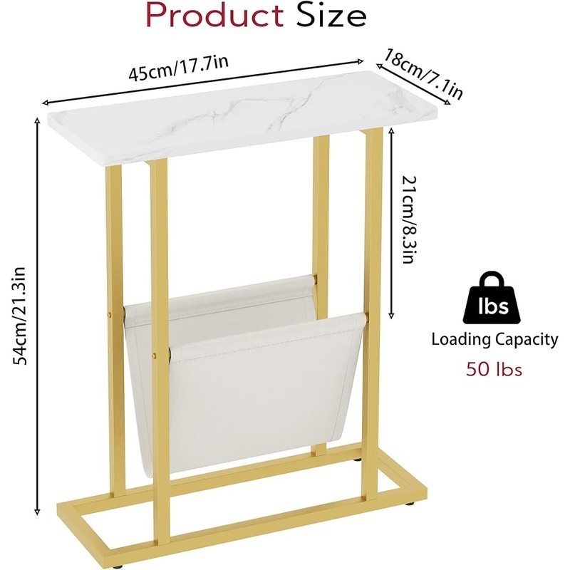 Narrow End Table Storage Multi-Purpose Sofa Table Easy Assembly Nightstand New