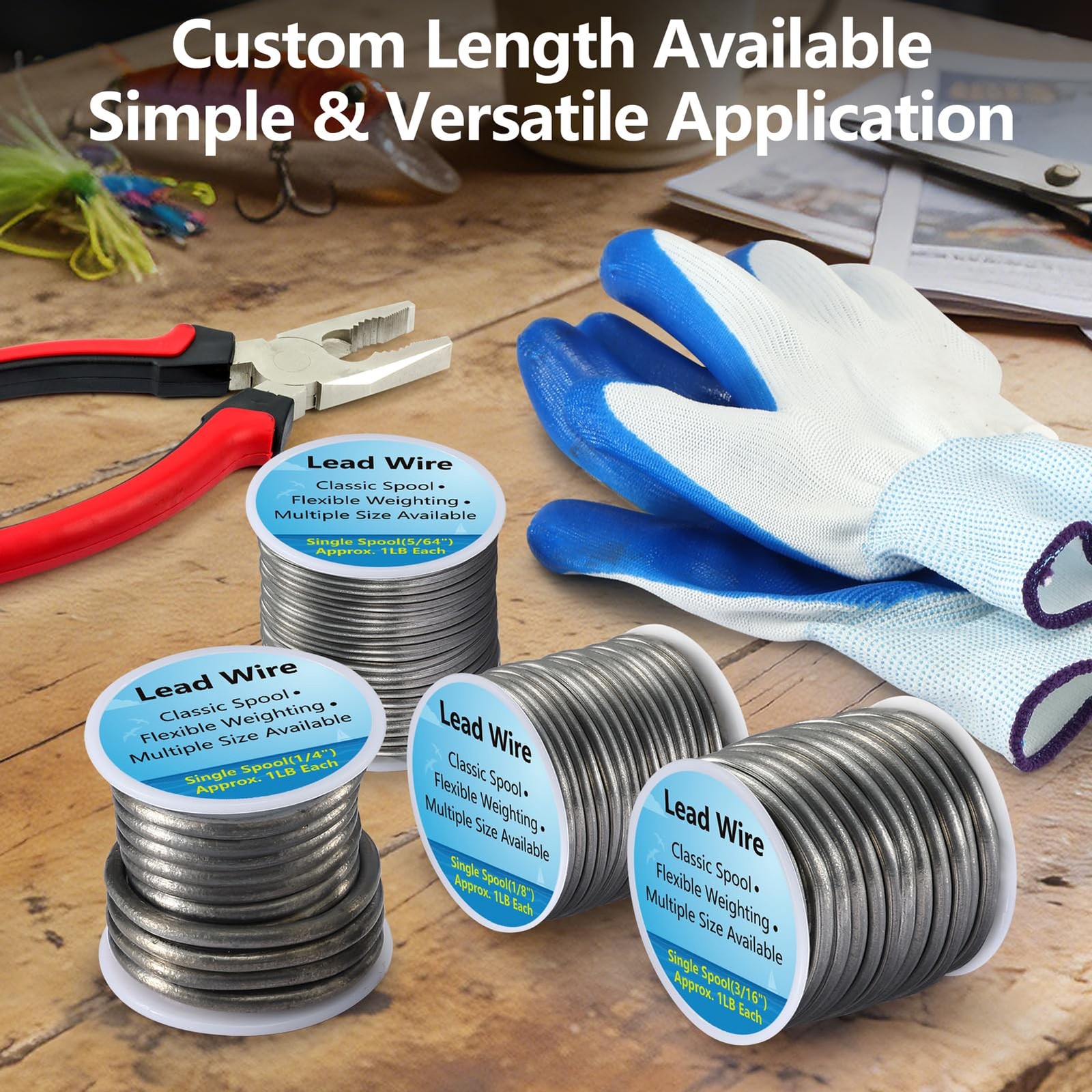 Lead Wire Solid Core Soft High Density 1 Lb Spool 5/64", 1/8", 3/16", 1/4" Gauge