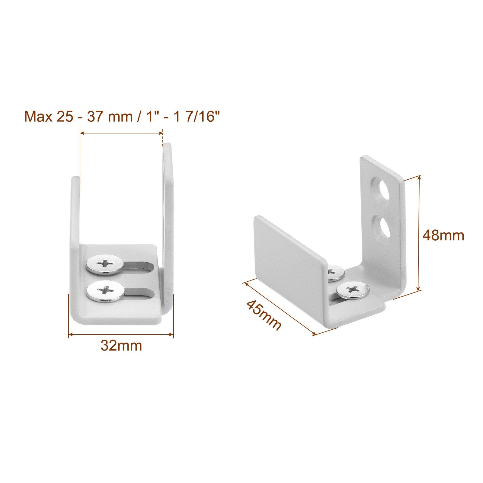 2 Set Sliding Barn Door Floor Guide Wall Mounted, Adjustable U Bracket, White