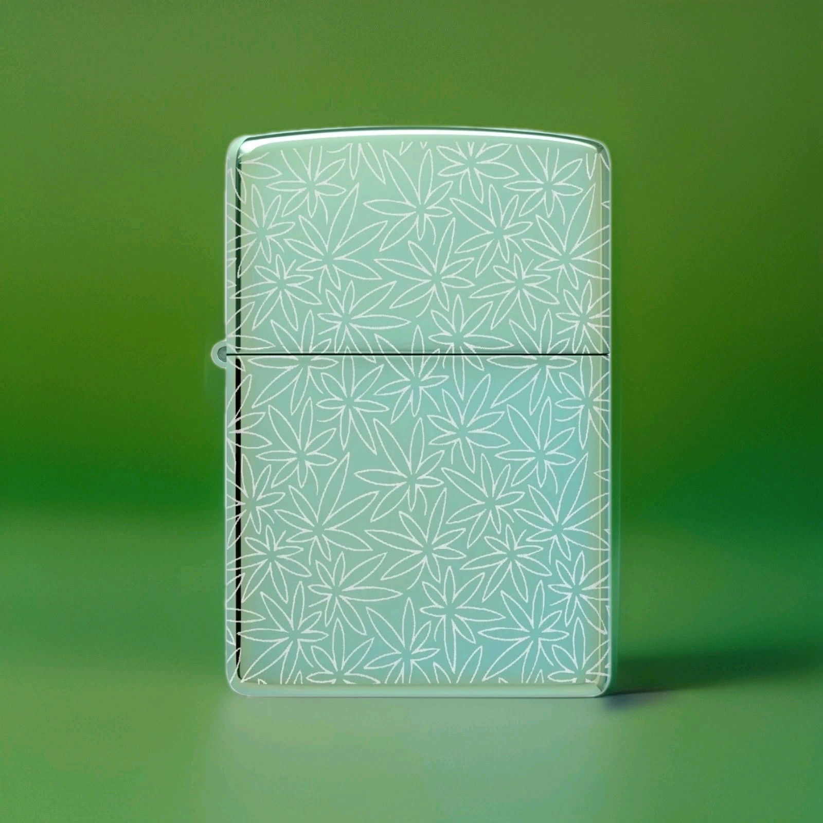 Zippo 46294 Cannabis All Around Design High Polish Green Windproof Lighter
