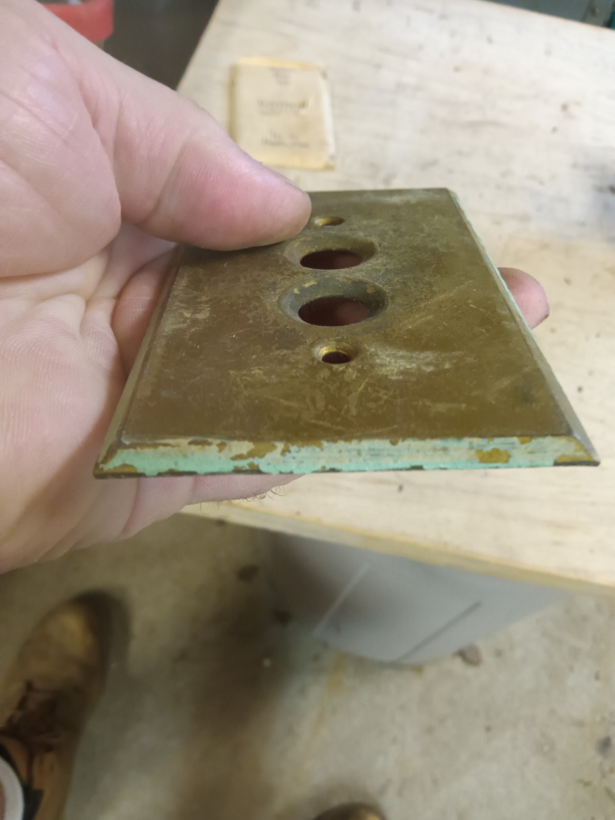 Antique/Vintage Push Button Solid Brass Light Switch Plate