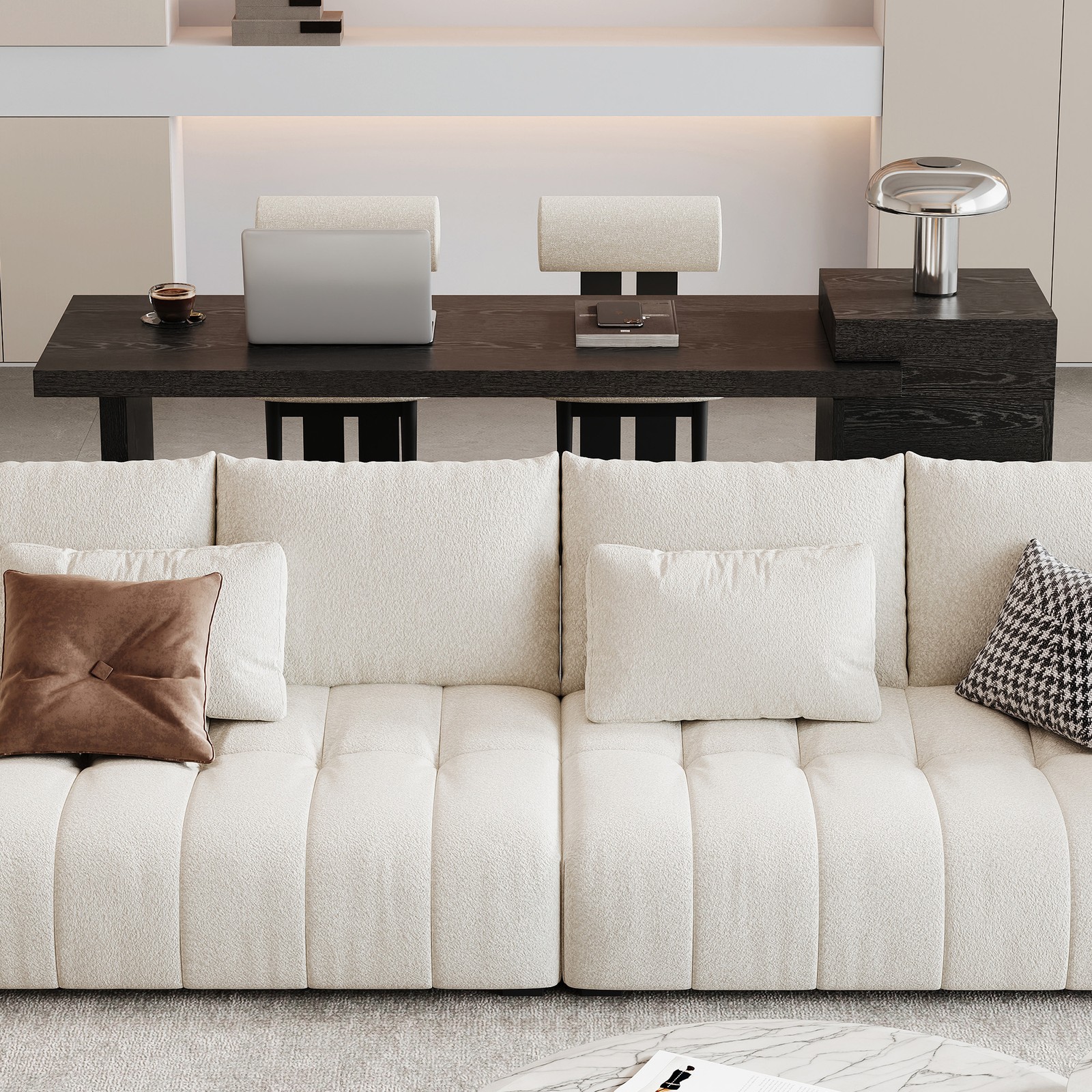 Modern Black Wood Grain Sofa Side Table - MDF Multipurpose Entryway Console Tab