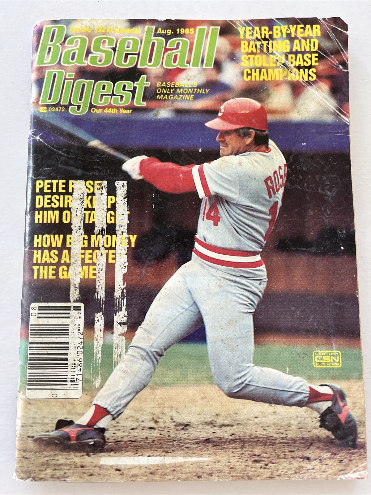 Baseball Digest Magazine August 1985 Cincinnati Reds , Pete Rose (B6)