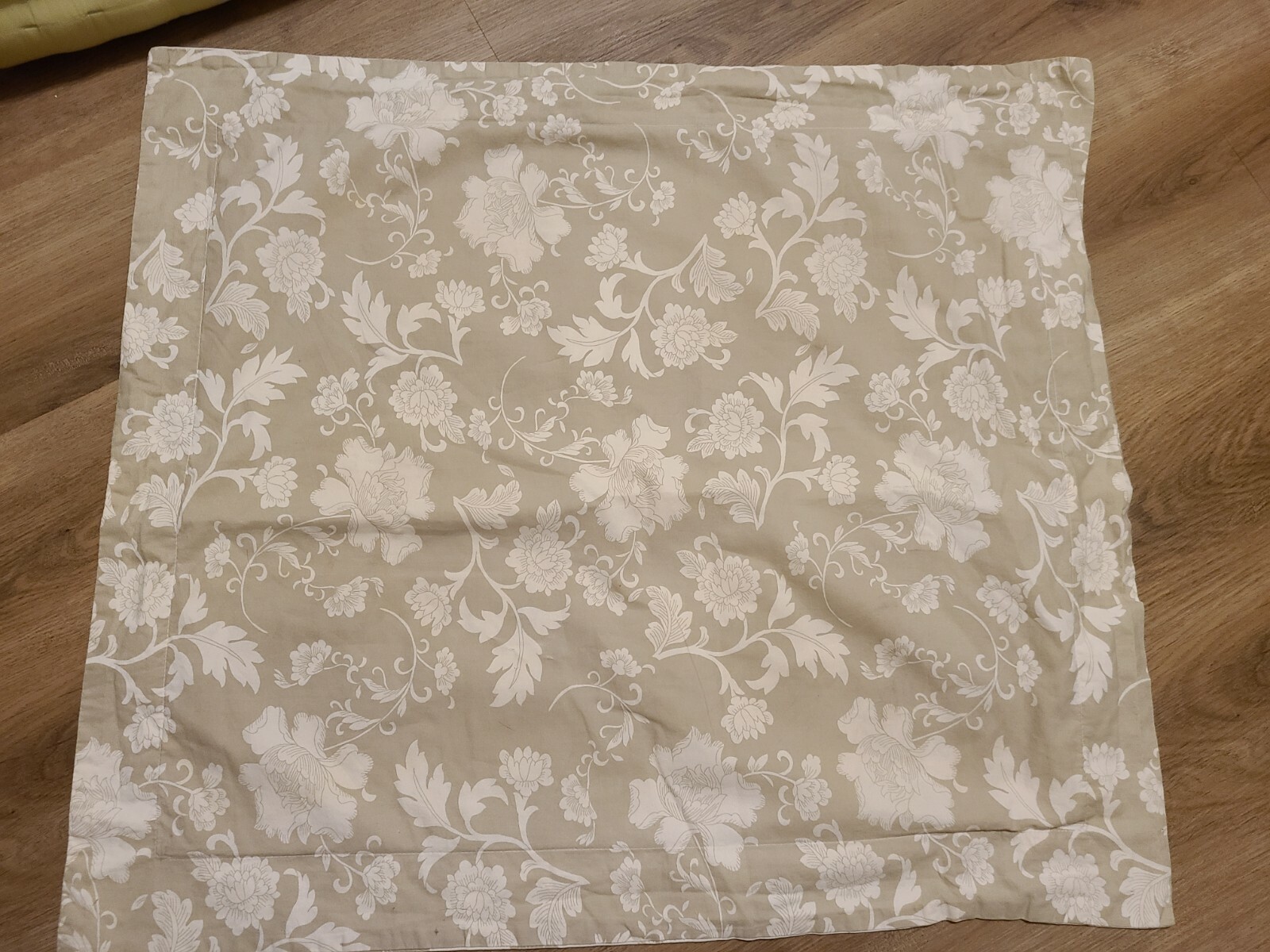 World Market "Beige with Cream Roses" Reversible Euro Sham