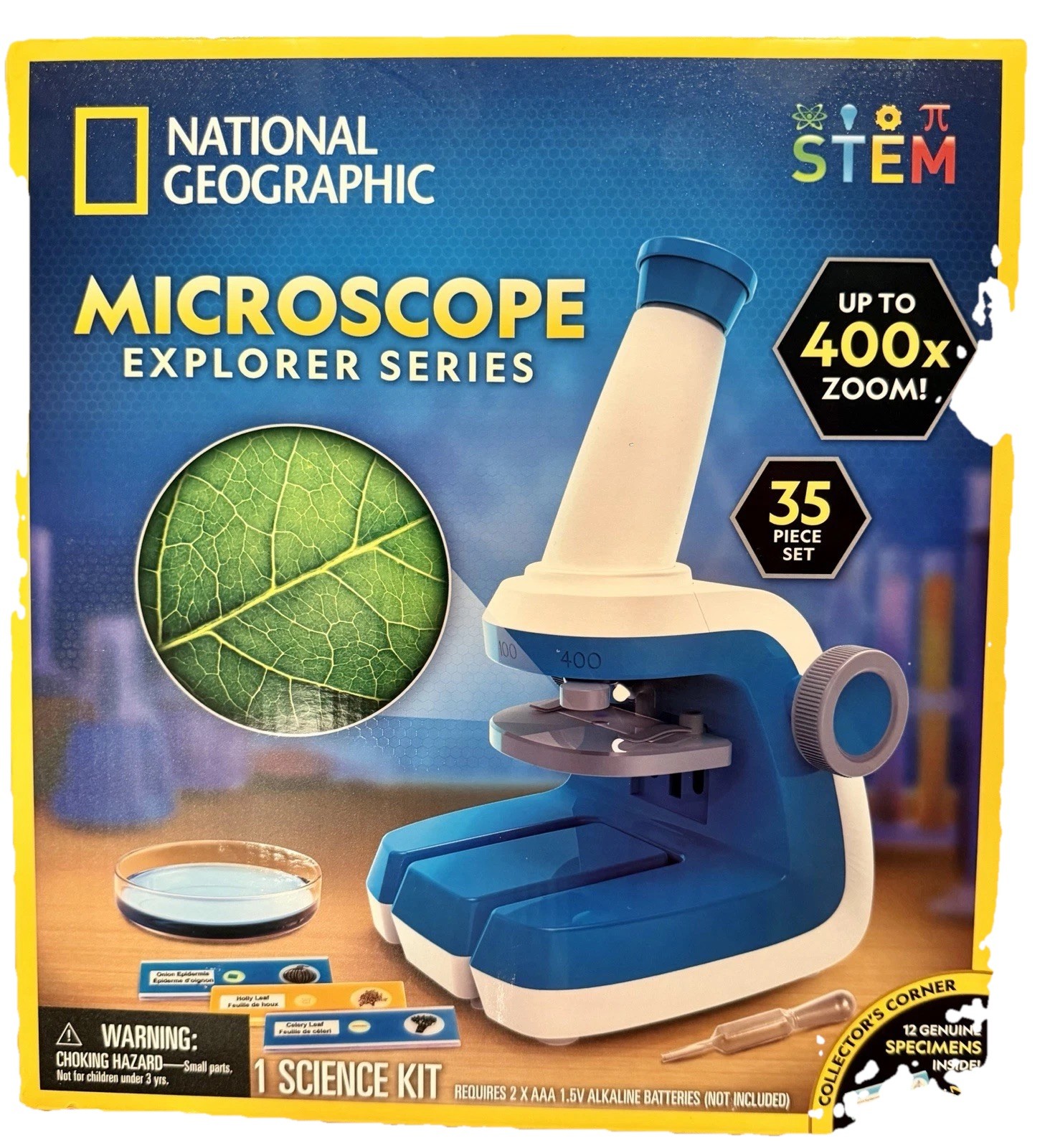 National Geographic Explorer Series Microscope for Kids 400X Zoom, 35+ Piece Set