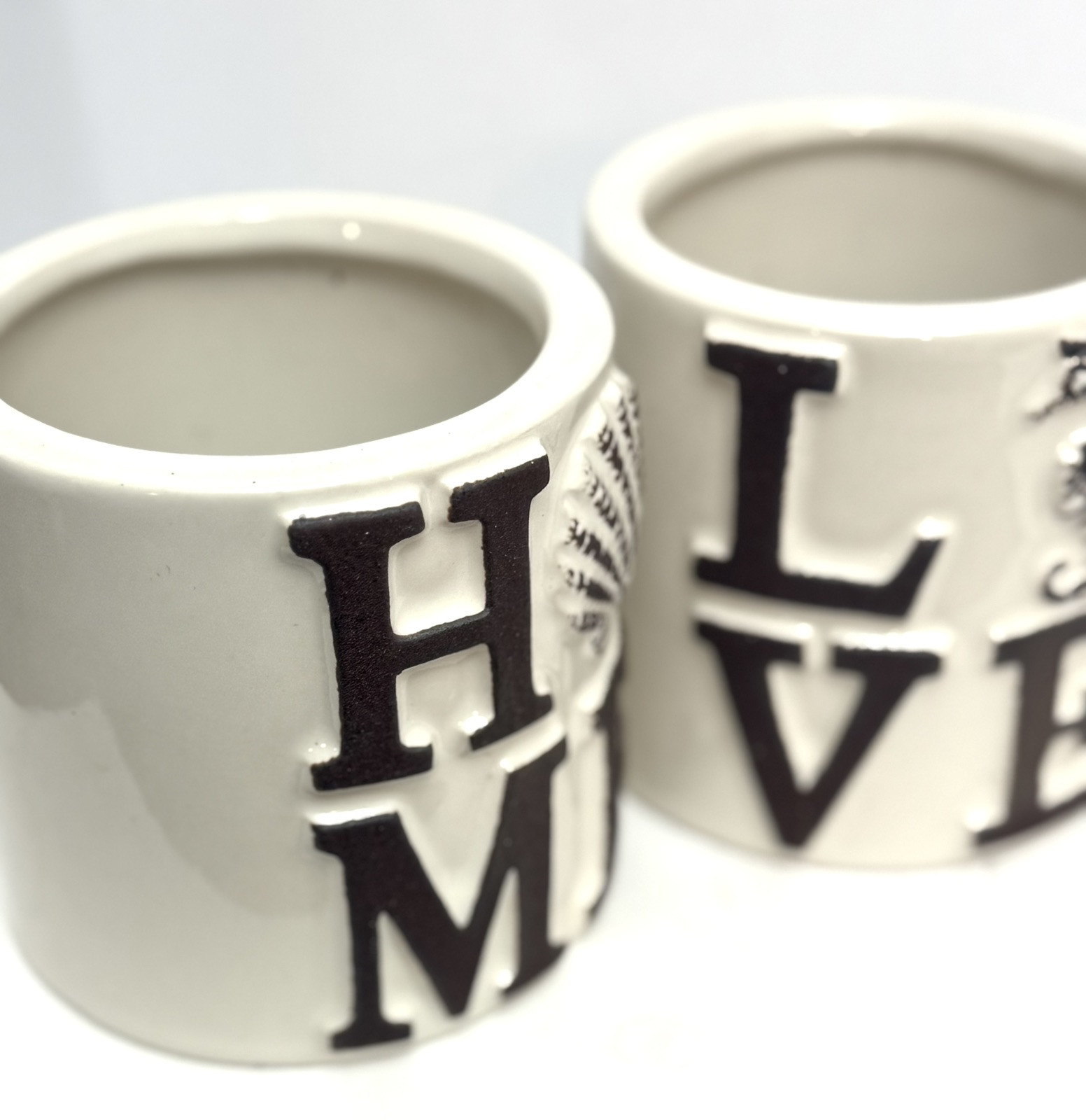 2 Coastal Home Decors- Holder & Box Ceramic Rustic White
