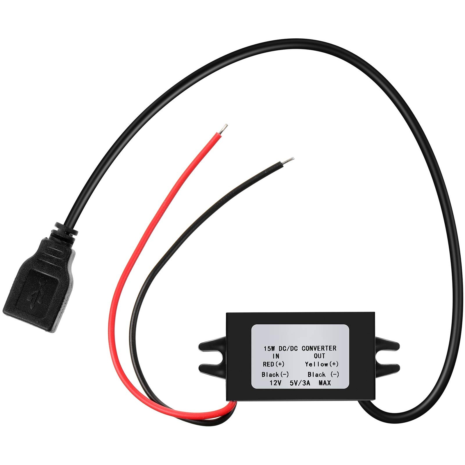 Weewooday 1 Piece 12v to 5v Dc Converter Buck Module USB Output Power Black
