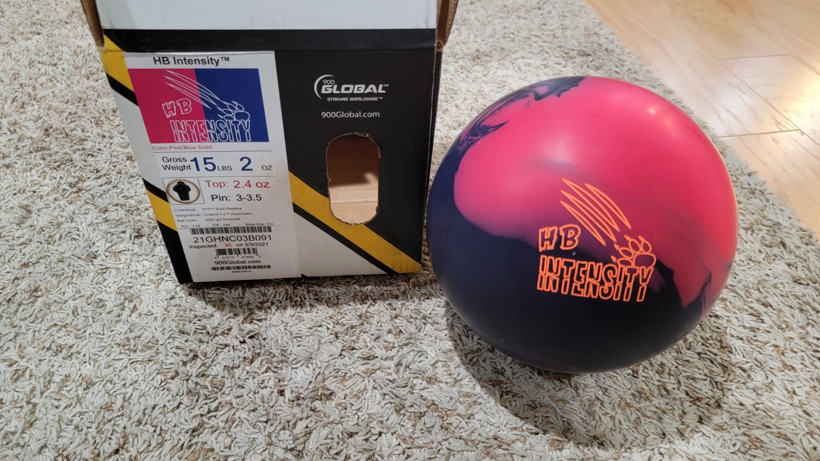 900 Golbal Honey Badger Intensity Bowling Ball 1st Quality | 15 Pounds 3-3.5"Pin