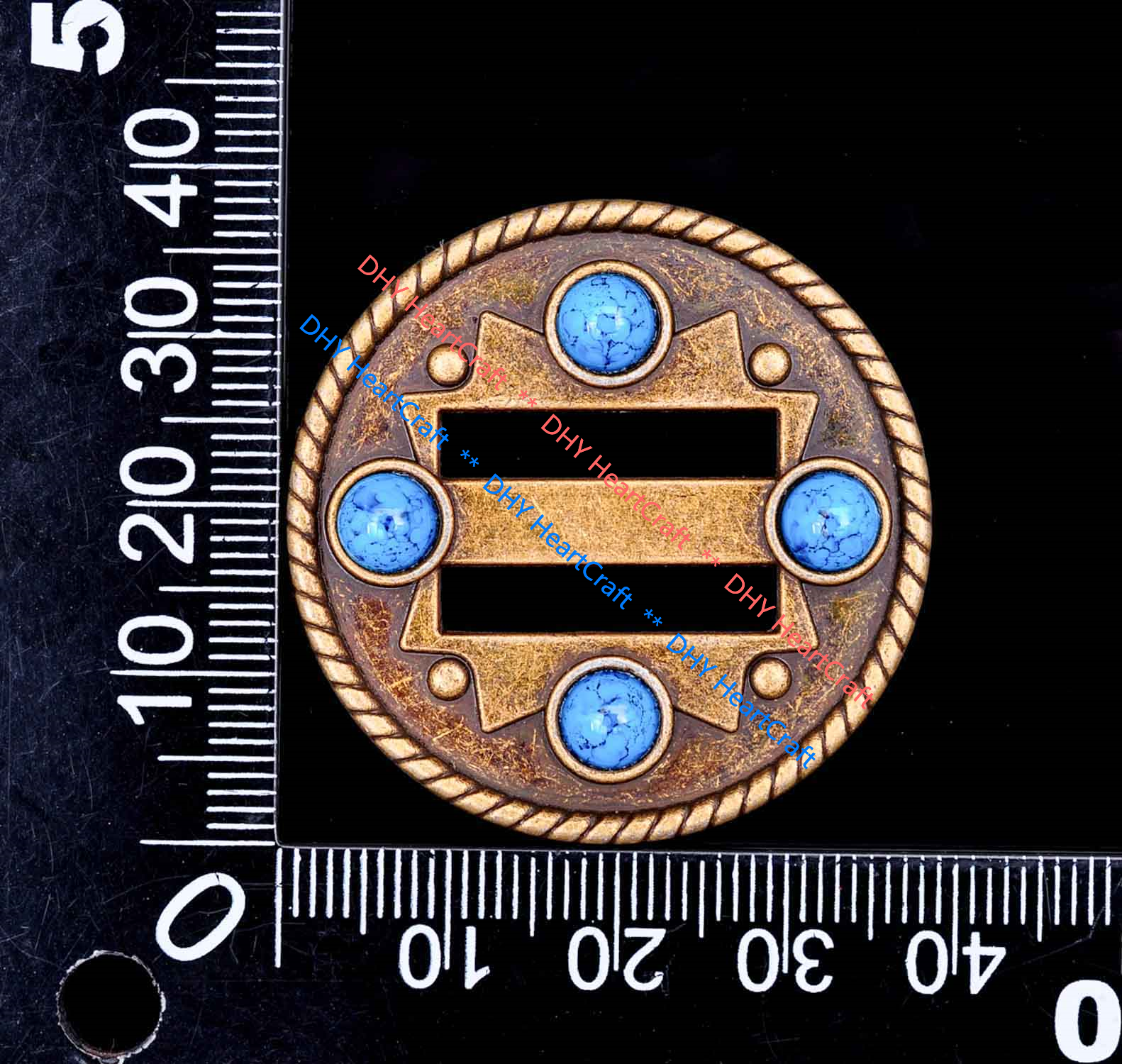 10X Turquoise Cowboy Western Saddle Tack DIY Leather Belt Slotted Concho 1-1/2"