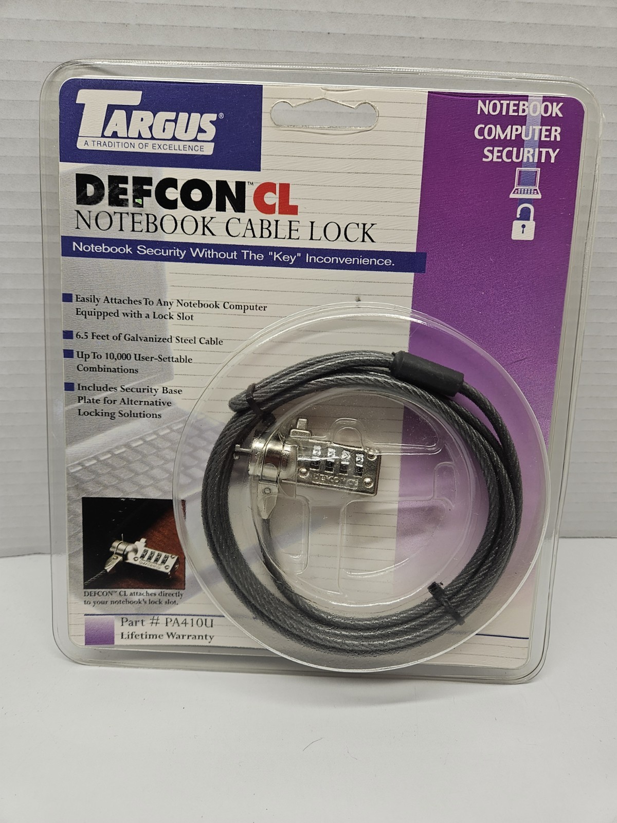 Laptop Notebook Cable Lock TARGUS DEFCON CL 6 1/2 Ft Galvanized Steel Cable