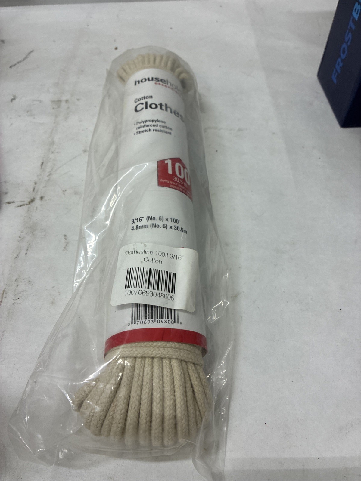 Household Essentials  All-Purpose Cotton Clothesline Rope -100 Ft, 3/16 Diameter