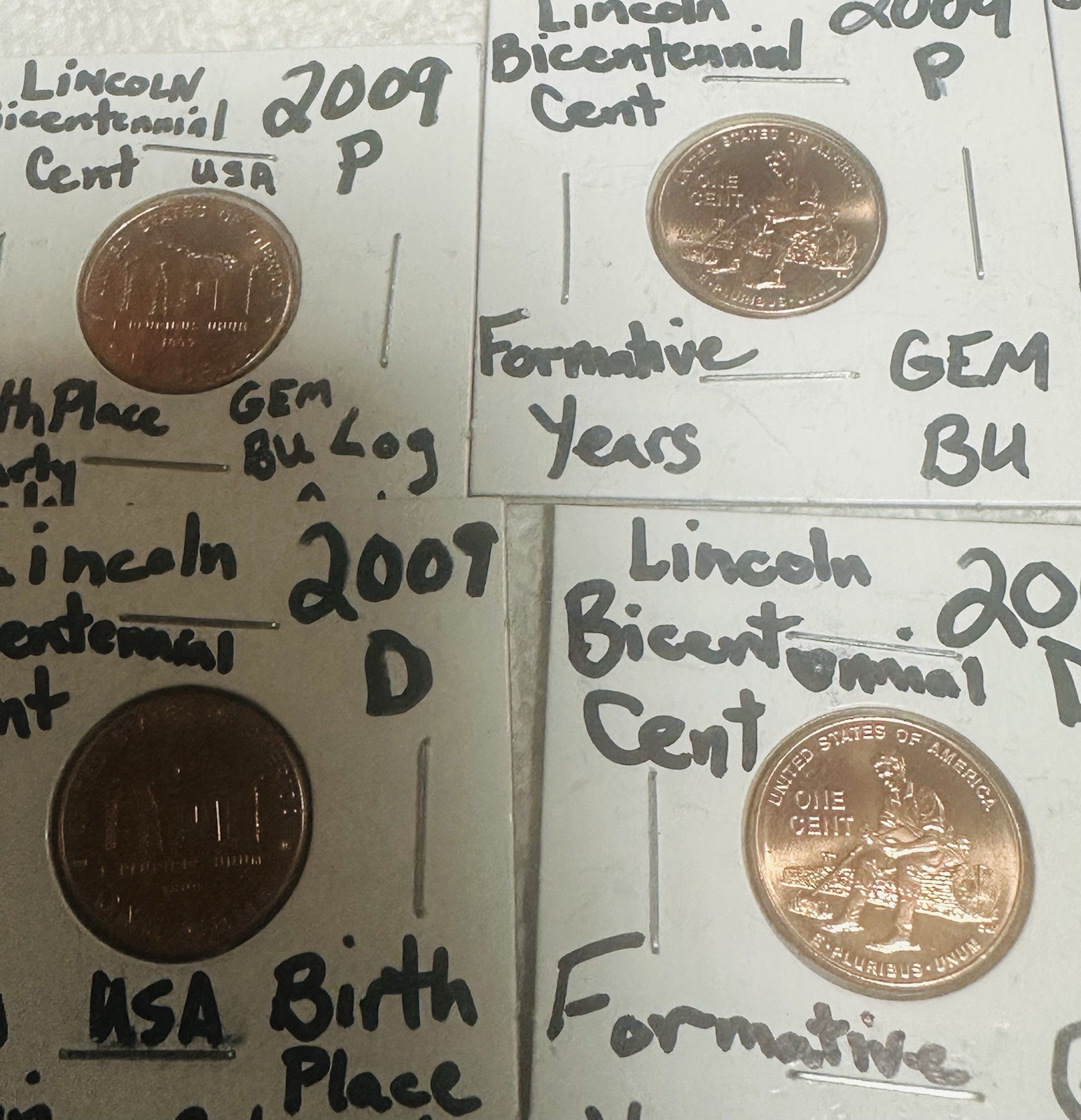 2009 lincoln bicentennial .1 Cent P & D 8 Coin Set