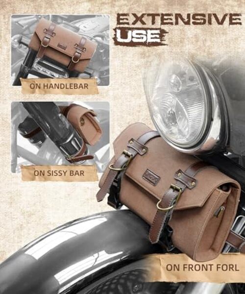 Motorcycle Handlebar Bag Universal Canvas Motorcycle Tool Bag for Front Fork