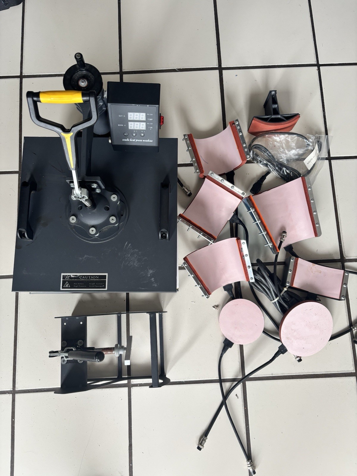 Swing-Arm Multifunction Heat Press Machine, Digital Display, 110V, Platens