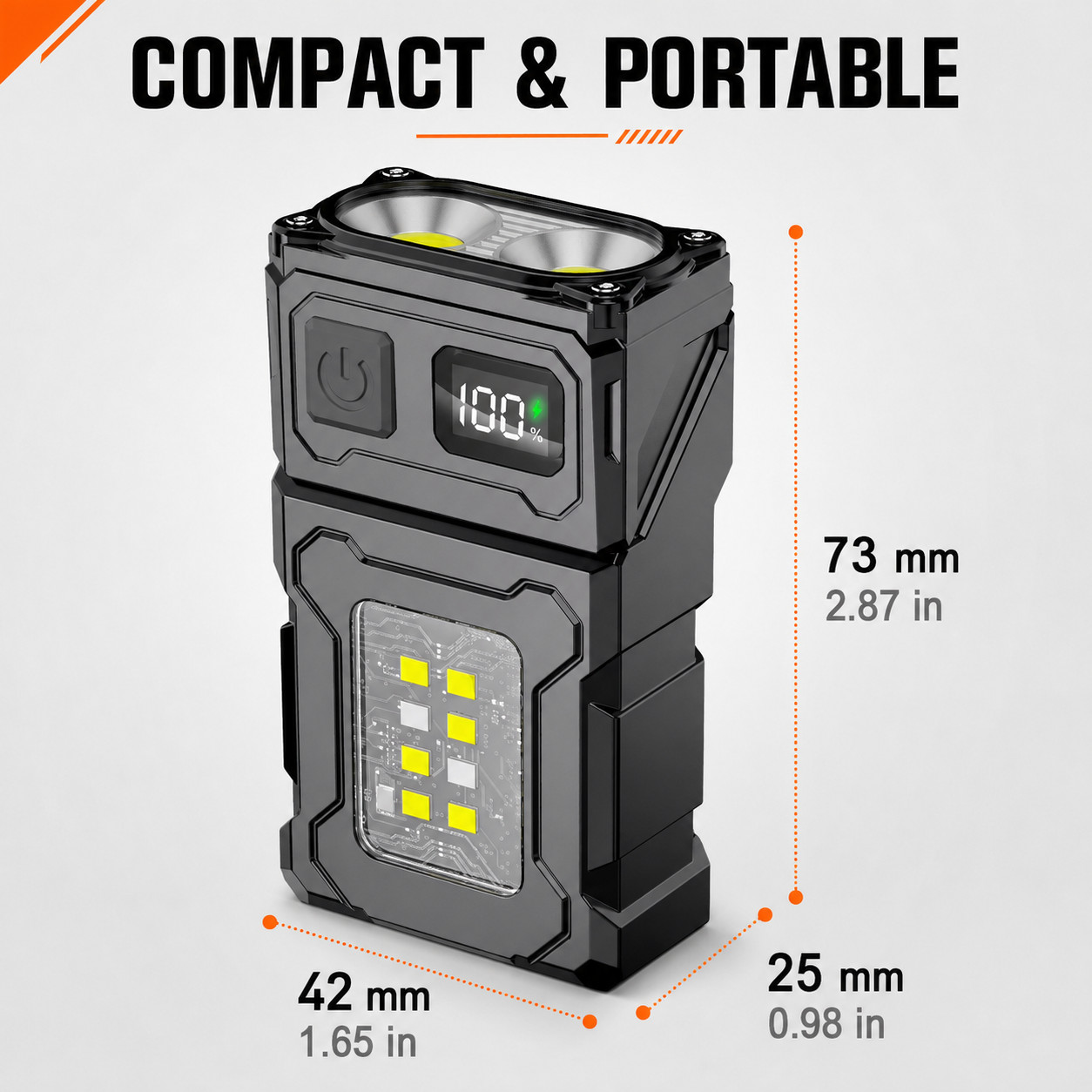 Rechargeable LED Camping Flashlight EDC Multi Tool COB Work Light USB-C IP65