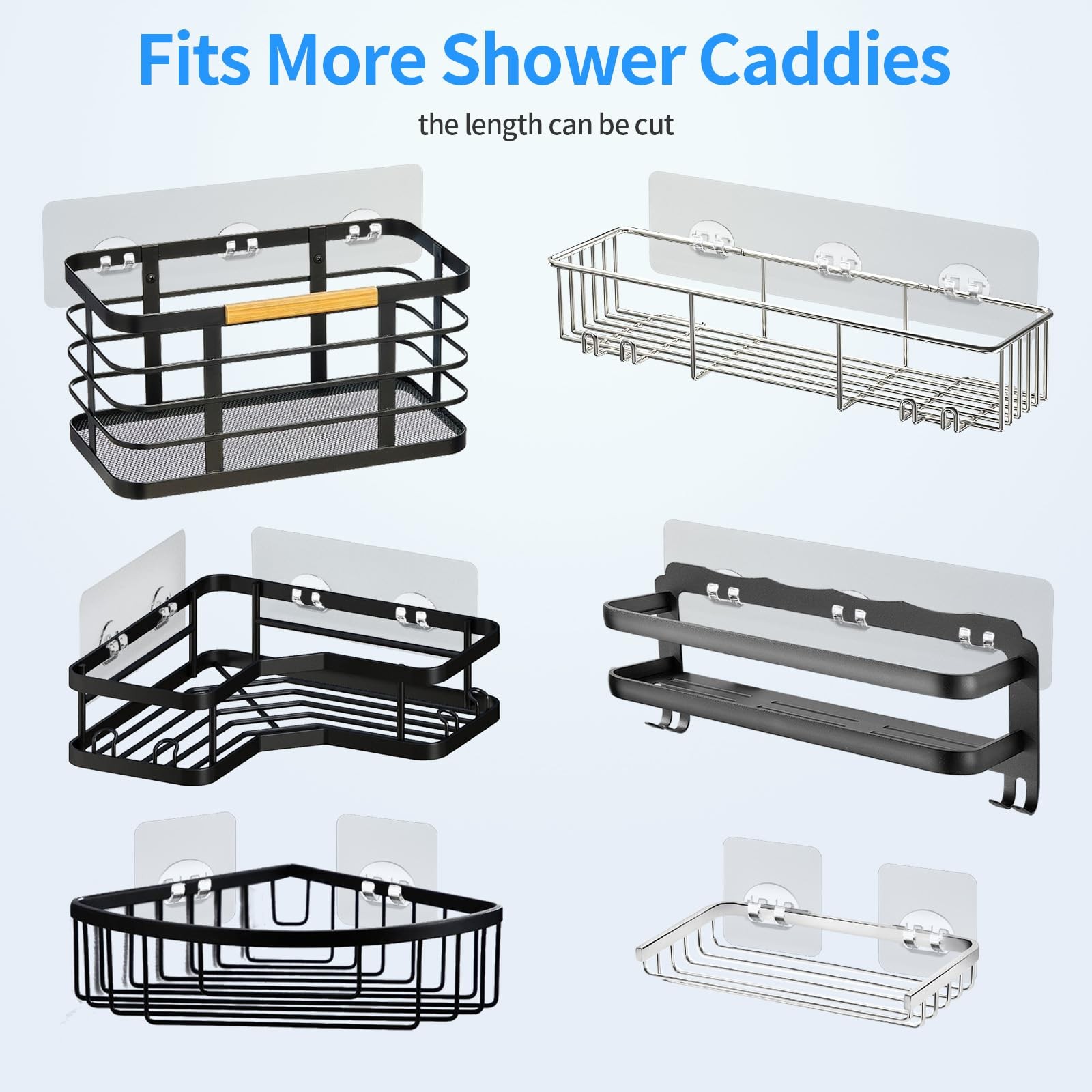 IOMDRWU Elegant Shower Caddy Adhesive Replacement, 6 PCS universal, Clear
