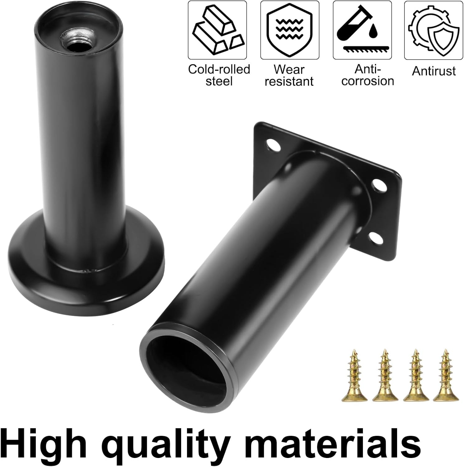 4 Pcs Metal Furniture Legs, 4.7-7 Inch Black Adjustable Furniture Legss, Adju...