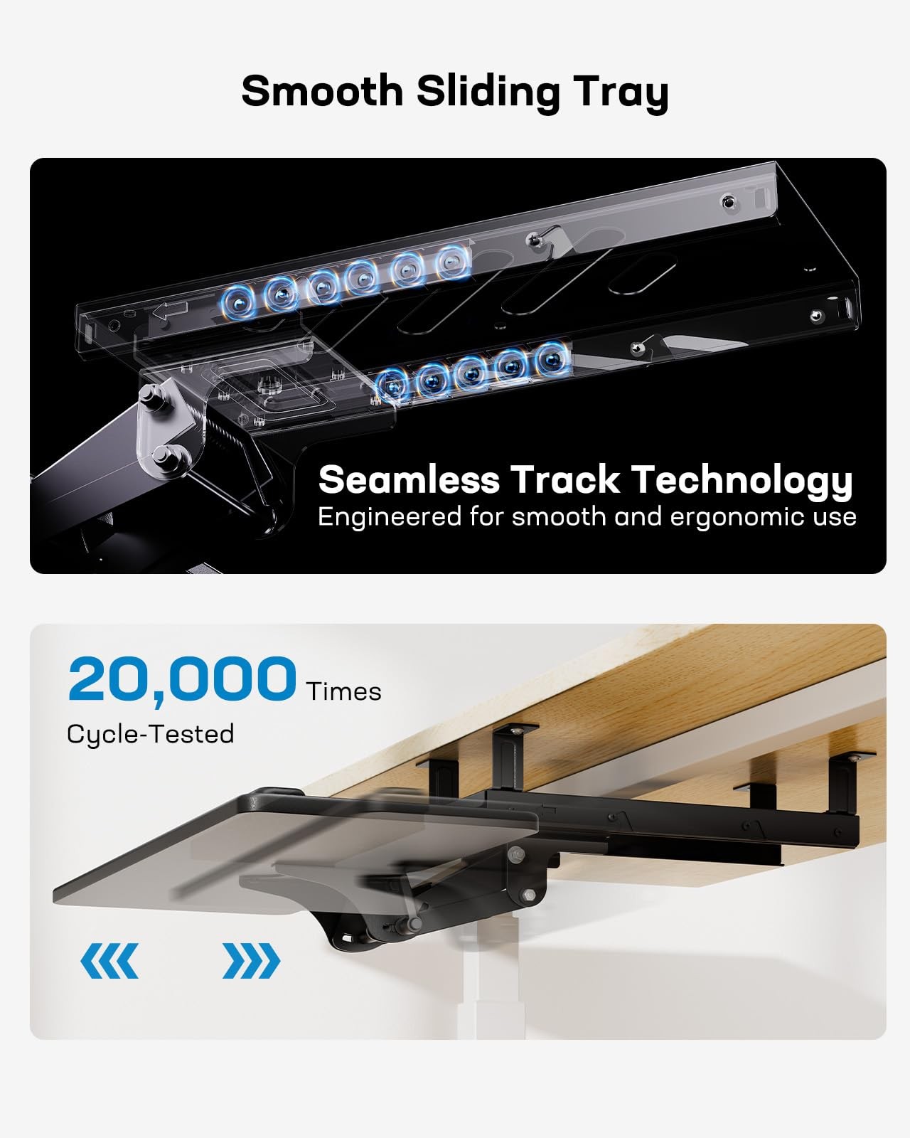 HUANUO Keyboard Tray Under Desk, Adjustable Ergonomic Keyboard & Mouse Tray, ...
