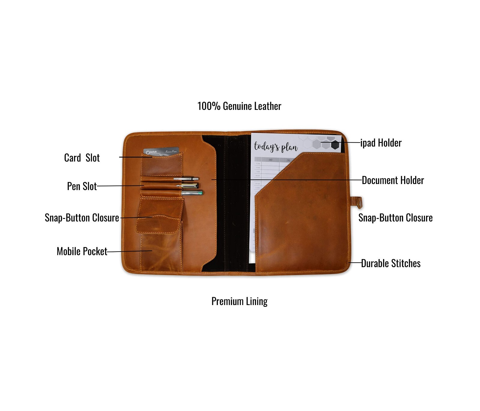 Genuine Leather Business Portfolio Professional for Document Sleeves and Notepad