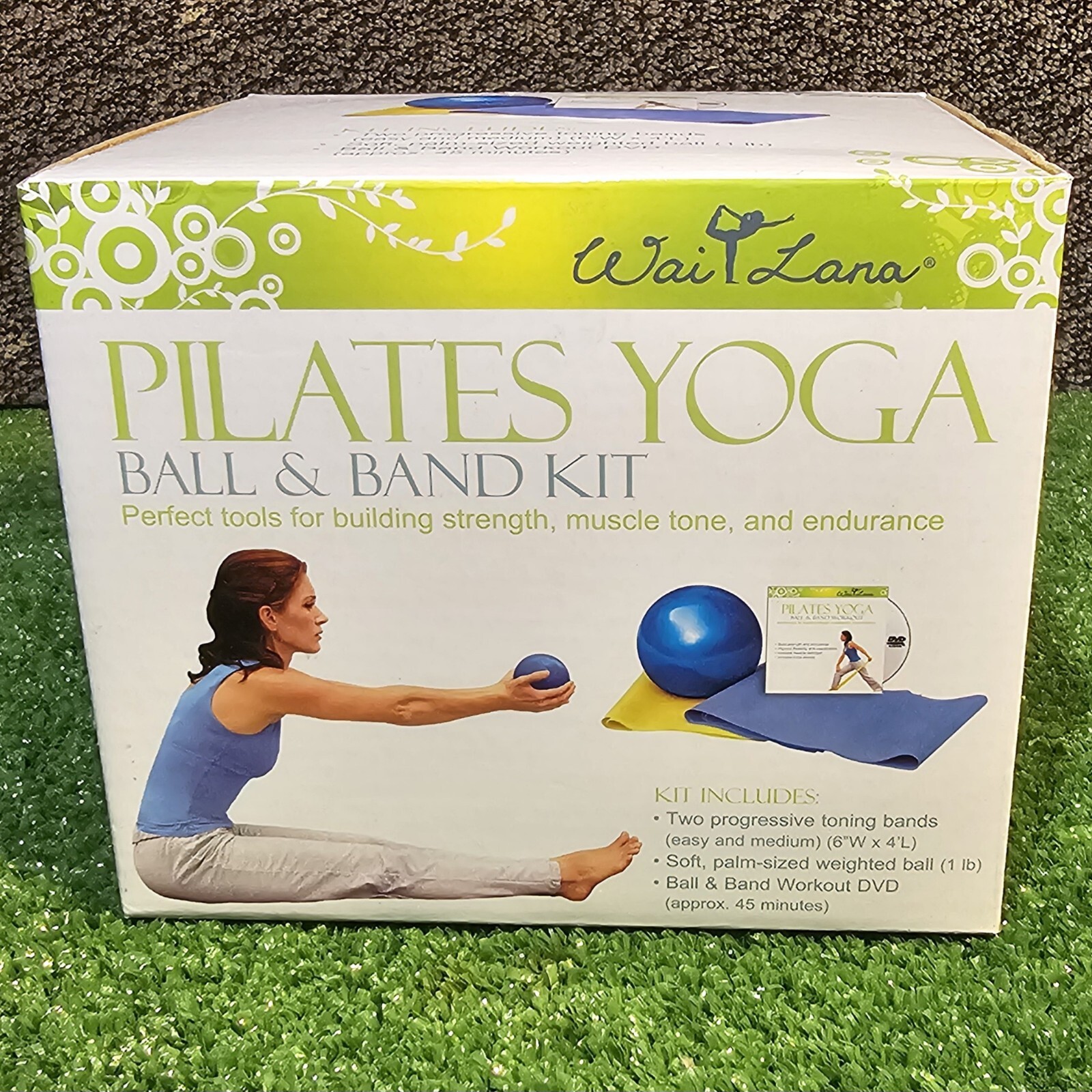 Wai Lana Yoga Pilates Exercise Ball+Band Kit W/bonus wrist weight workout+CD New
