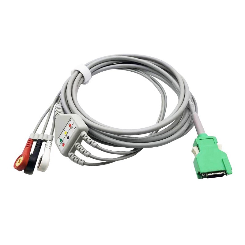 14pin ECG Direct-Connect Patient Cable 3-Leads Snap for Nihon Kohden OPV-1500#DA