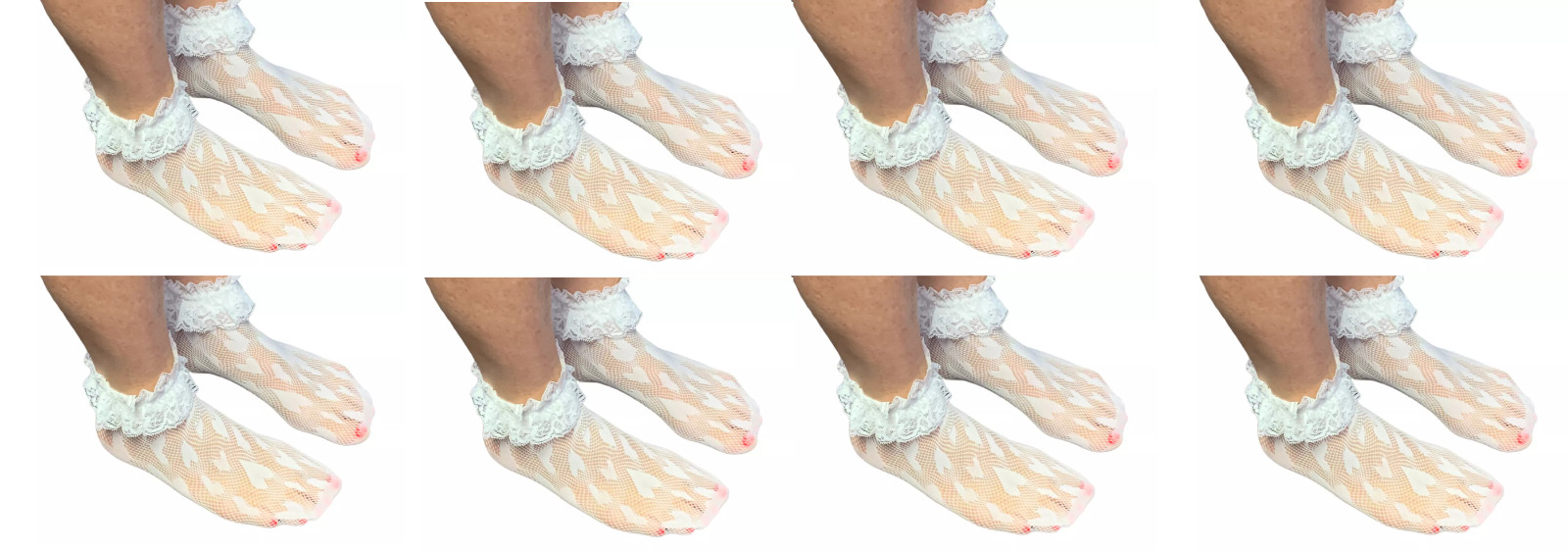 Lot 8 Pairs Betsey Johnson Women 9-11 Shortie See-Through Lace Trim Dress Socks