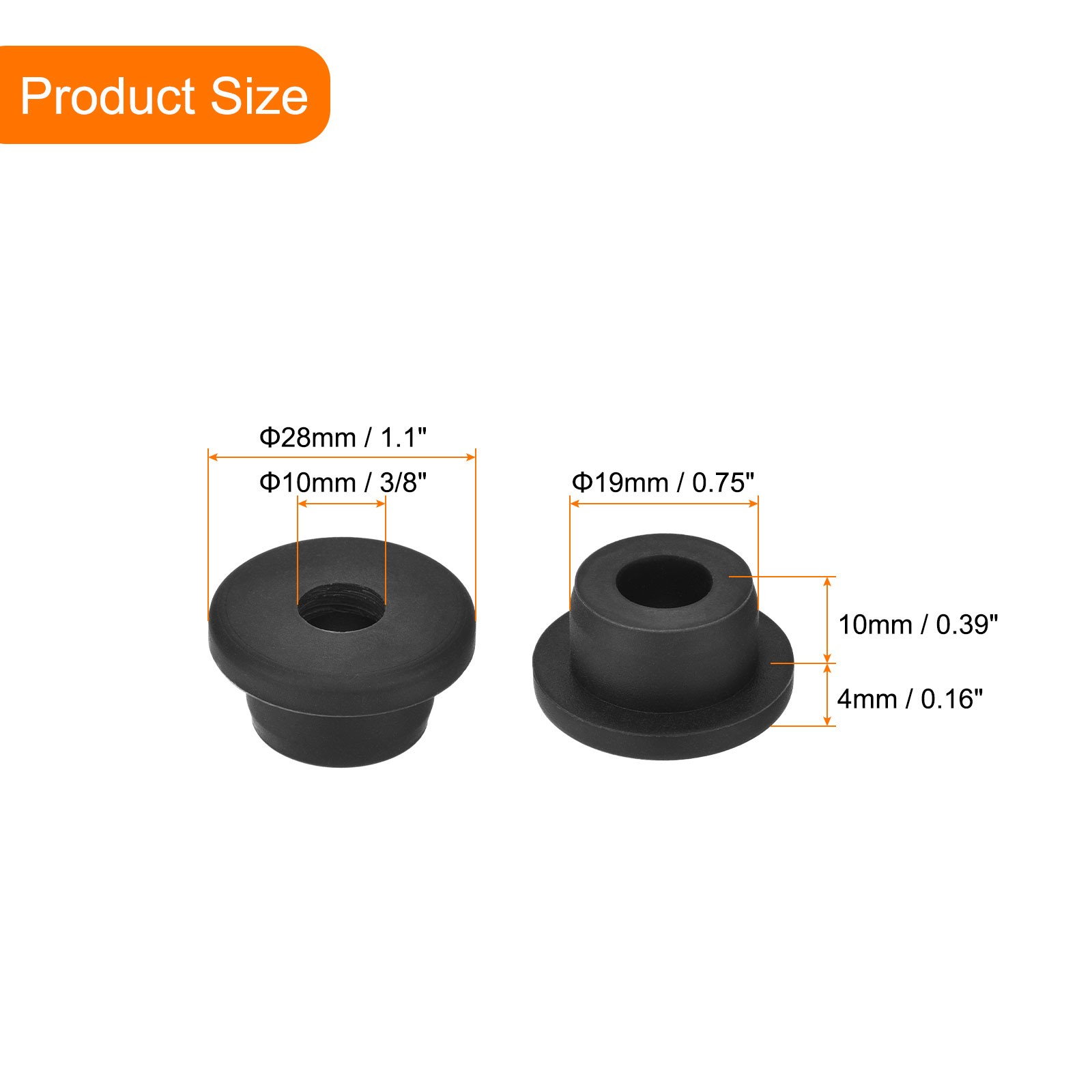 8Pack Rubber Grommets 3/4" Drill Hole 3/8" ID Top Hat Hole Plug Grommet