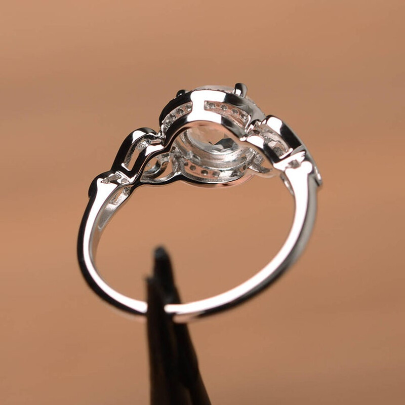 Women Round Cubic Zircon Jewelry Pretty Party 925 Silver Filled Ring 6-10